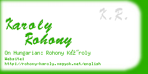 karoly rohony business card